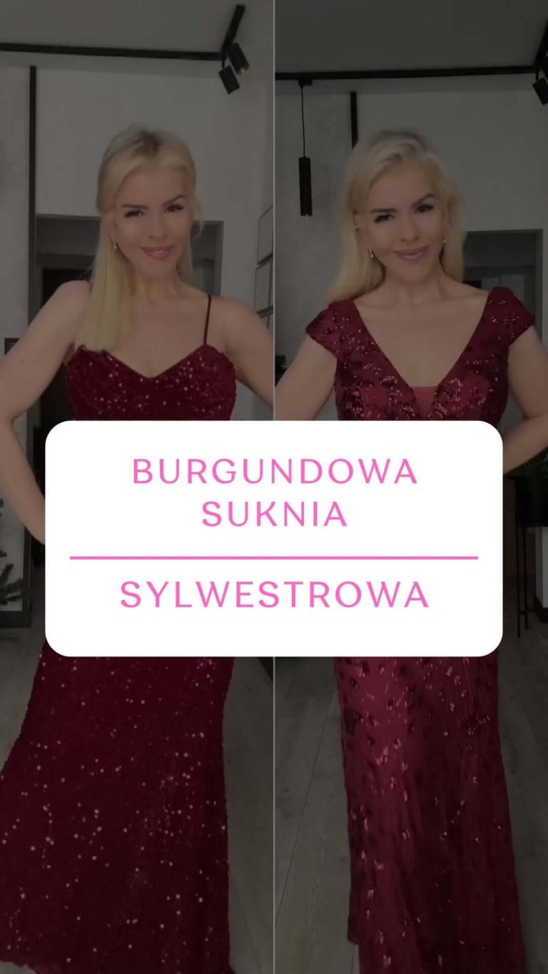 Burgundowa suknia sylwestrowa
